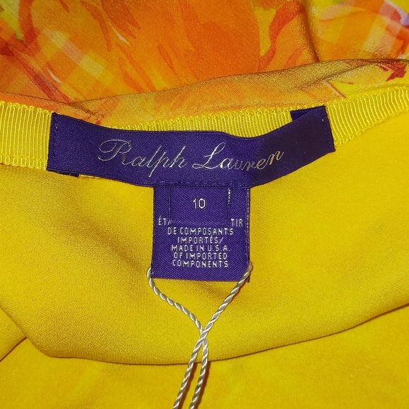 RALPH LAUREN Bright Yellow Floral Side Zip Skirt Size 10 - Picture 9 of 16